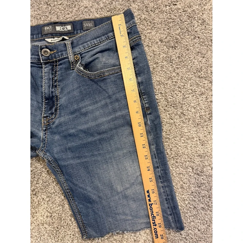 BKE Denim Shorts Mens 34 Blue Jake Bootleg Cut Off Raw Hem Stretch Medium Wash